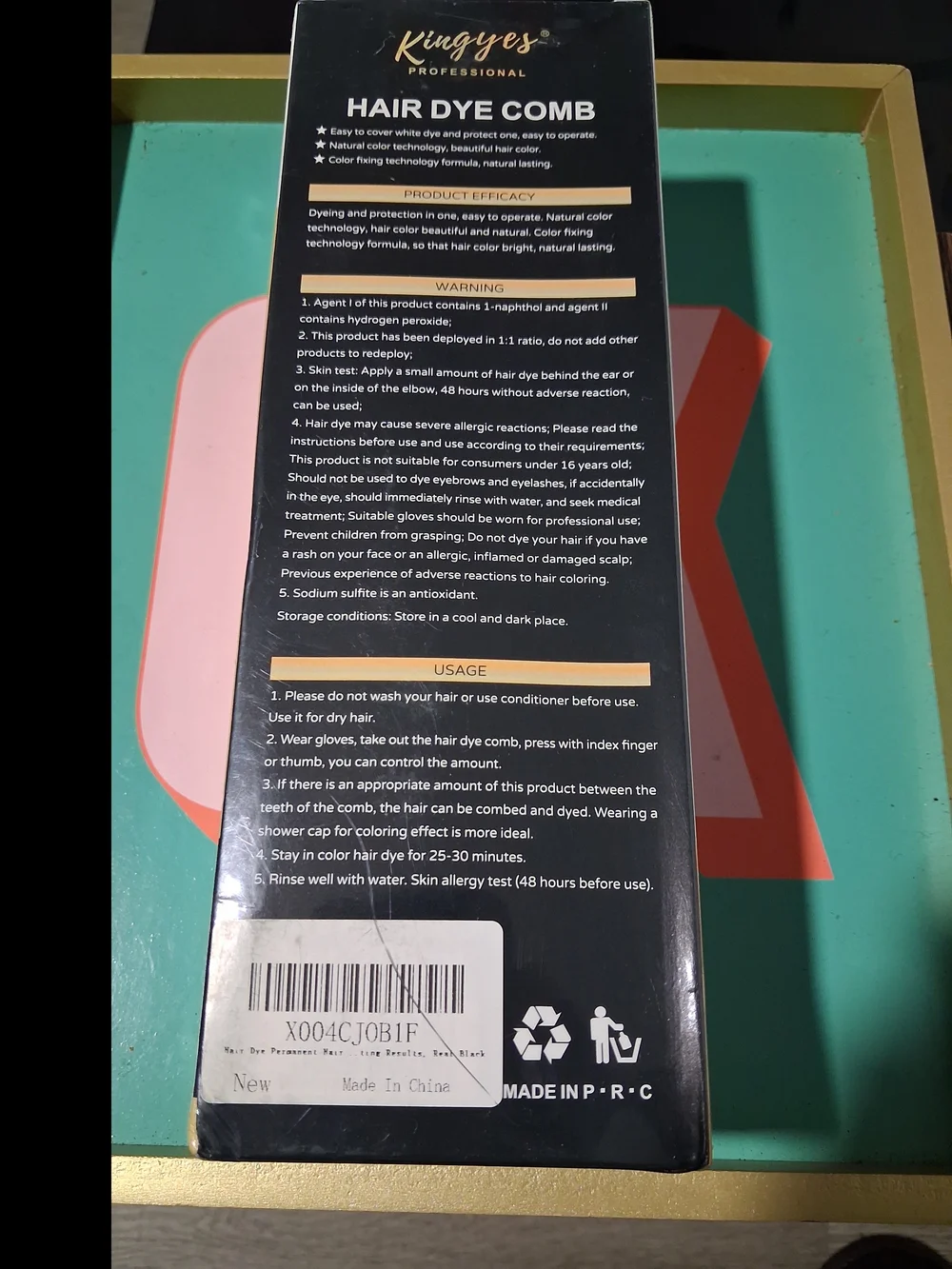 Professional Hair Dye Comb in Black